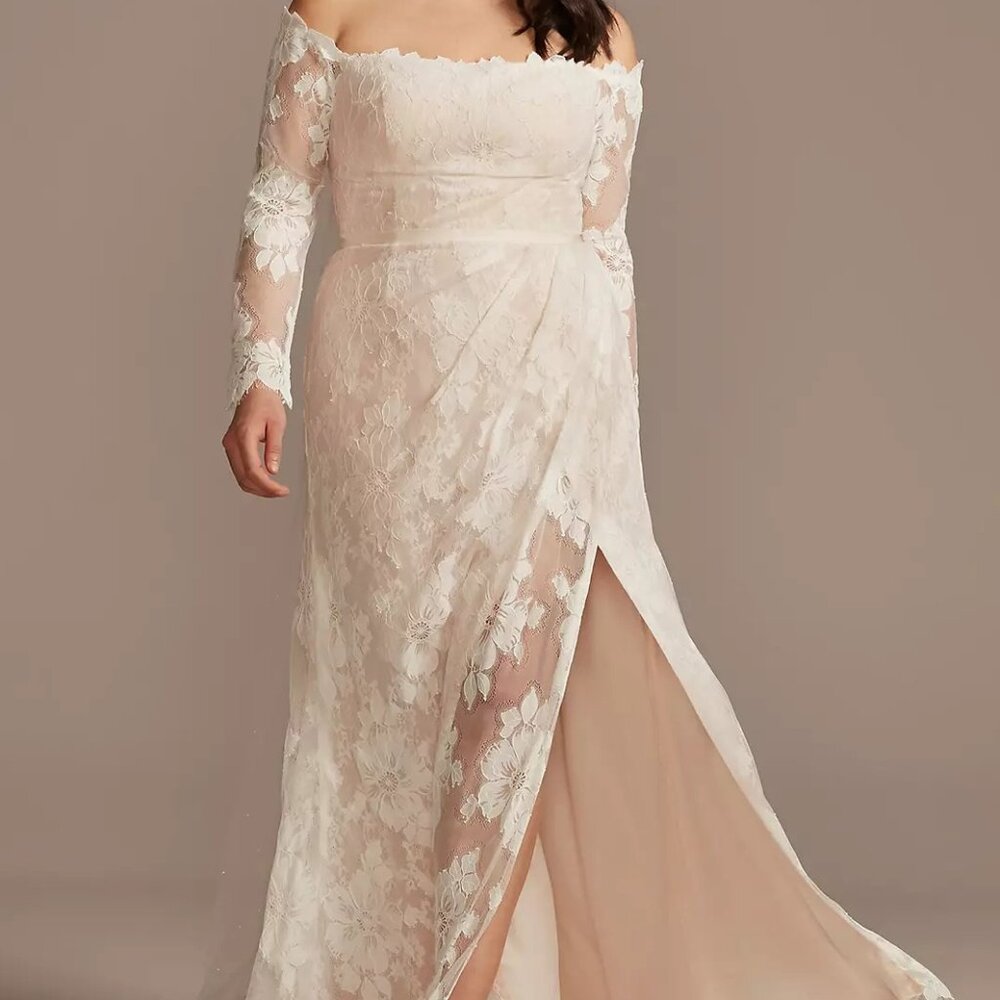 Wedding Dress Ivory 20W | Melissa Sweet | Off Shoulder Long Sleeve